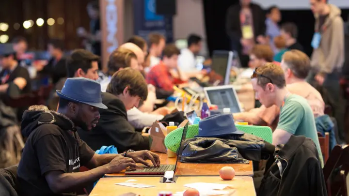 Students working on tech innovation